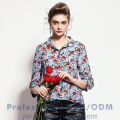 2015 europe floral chiffon lady blouse